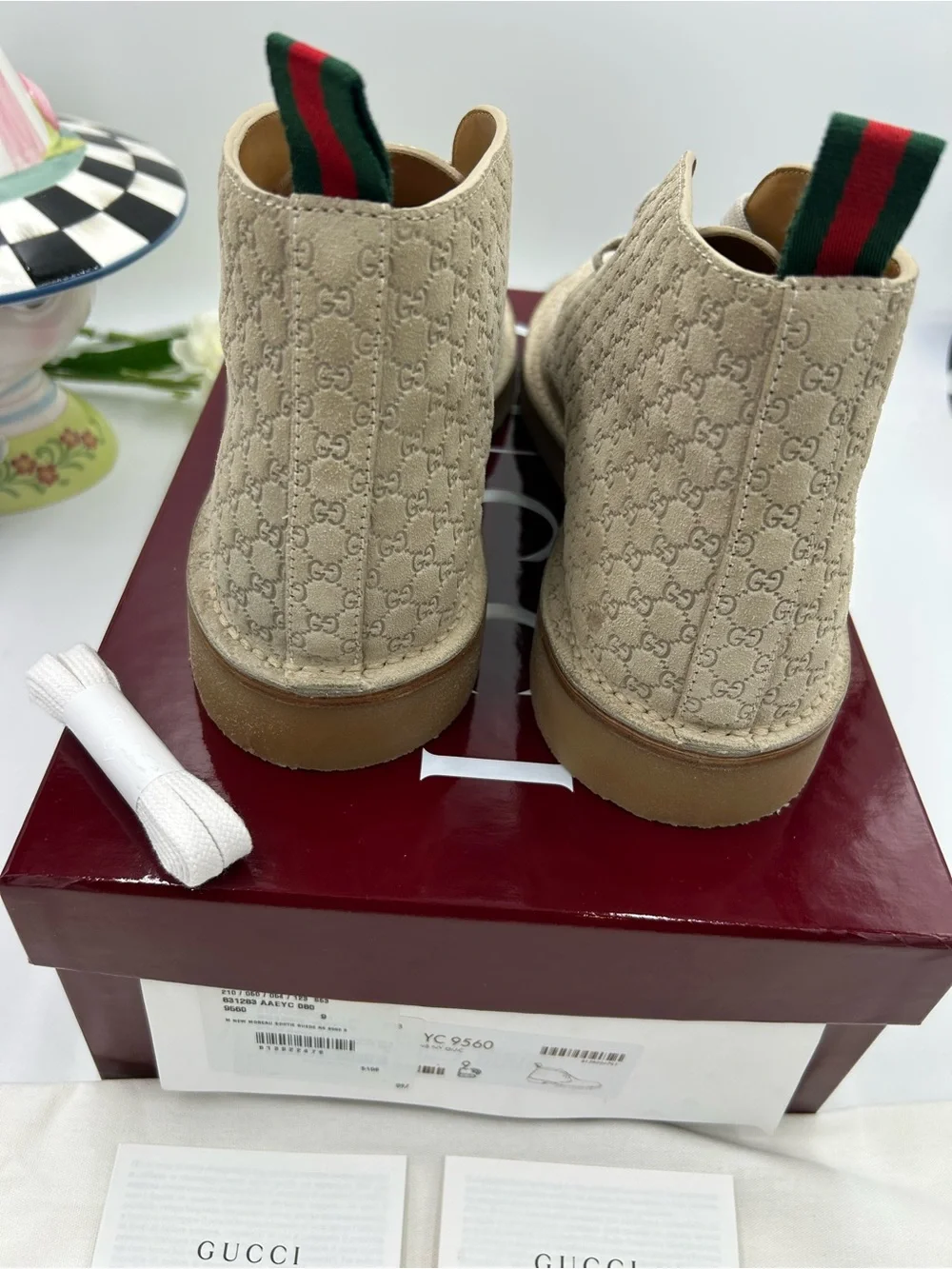 Men's Gucci GG monogram desert boots size 9 fits 10 US made in Italy
